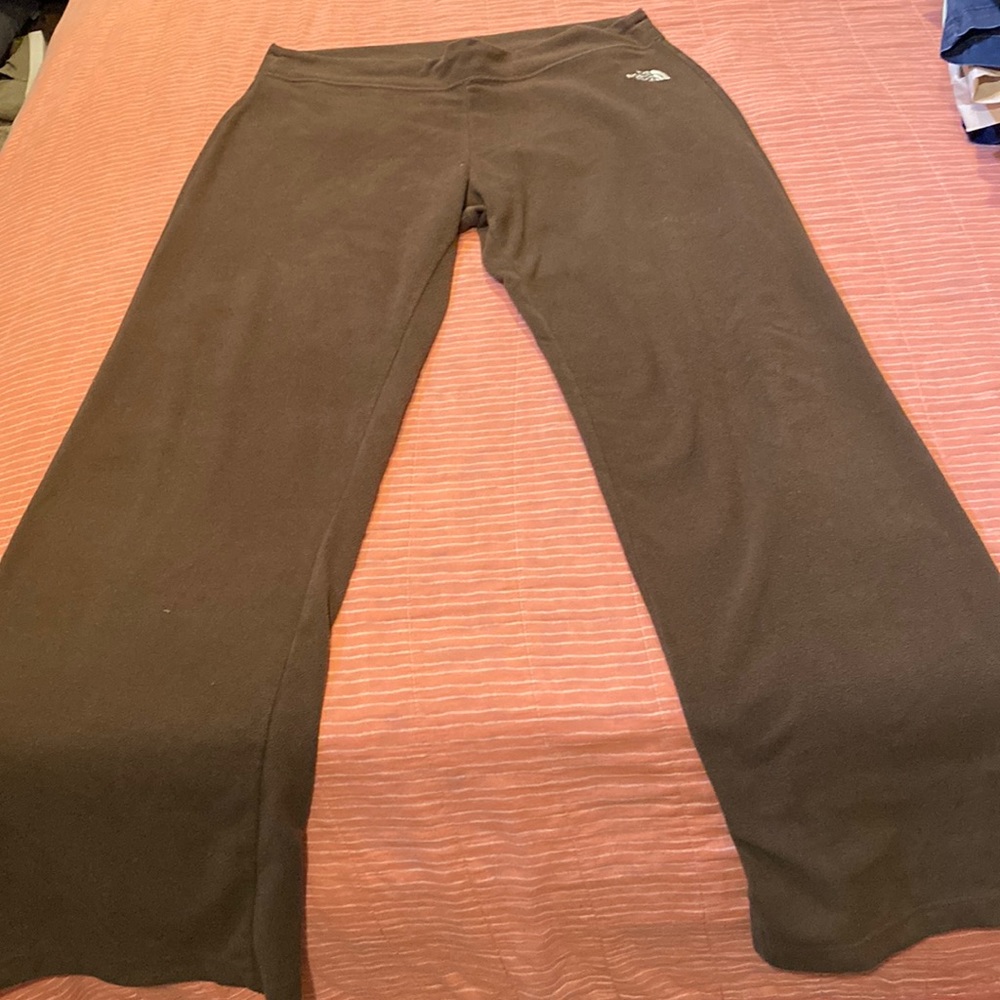 Brown fleece north face pants